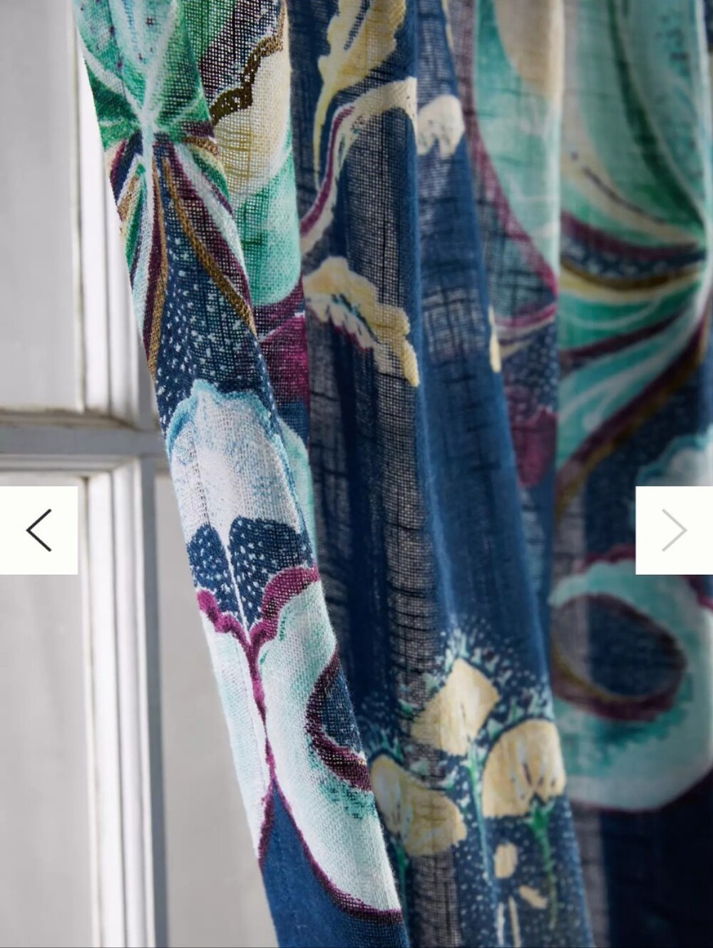 Anthropologie May Teal Patterned Woven Curtains Set Of 2 - Picture 2 of 2